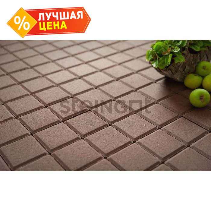 Плитка тротуарная Steingot Моно, Квадрат, темно-коричневый, 200x200x60 мм