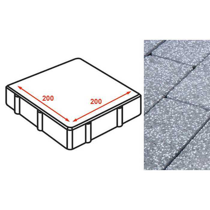 Плита тротуарная Готика Granite FINERRO, квадрат, Суxовязский 200x200x80 мм